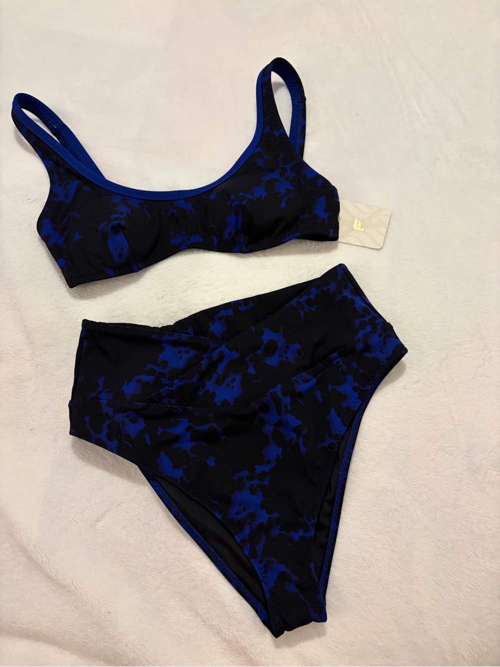 Fabletics Black & Blue Printed High-Waist Bikini Set